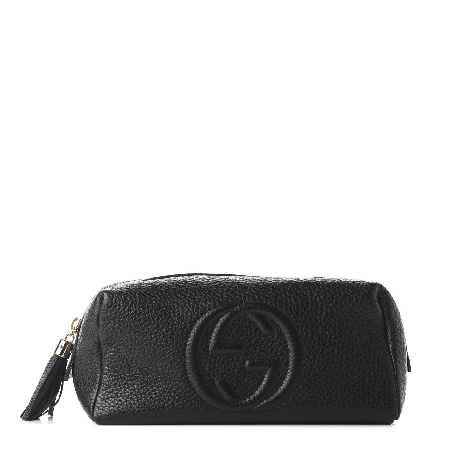 Pebbled Calfskin Large Soho Cosmetic Case Black