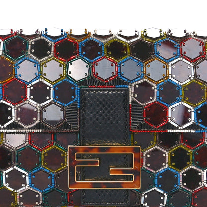 Fendi Snakeskin Beaded Embroidered Tortoise Baguette Black Multicolor 8 of 10