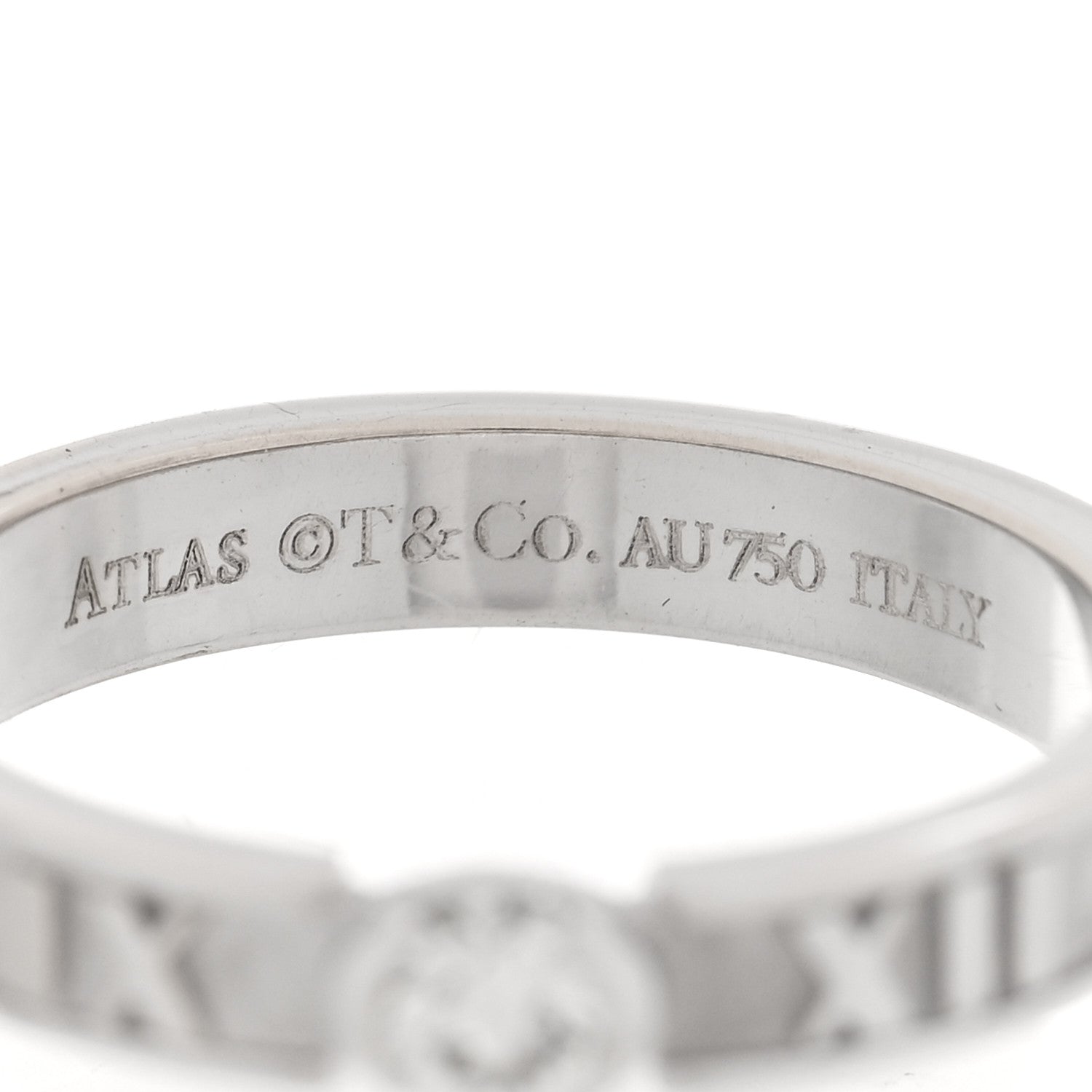 Tiffany 18K White Gold Diamond Atlas Solitaire Band Ring 49 5 4 of 5