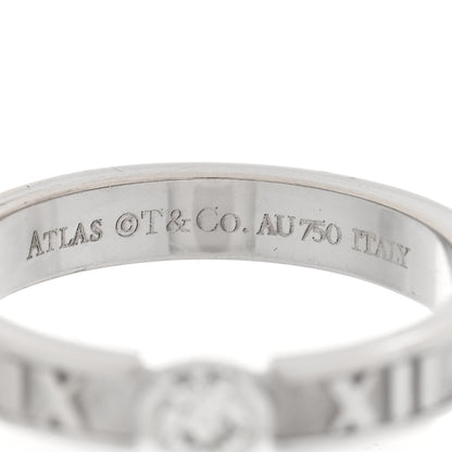 Tiffany 18K White Gold Diamond Atlas Solitaire Band Ring 49 5 4 of 5