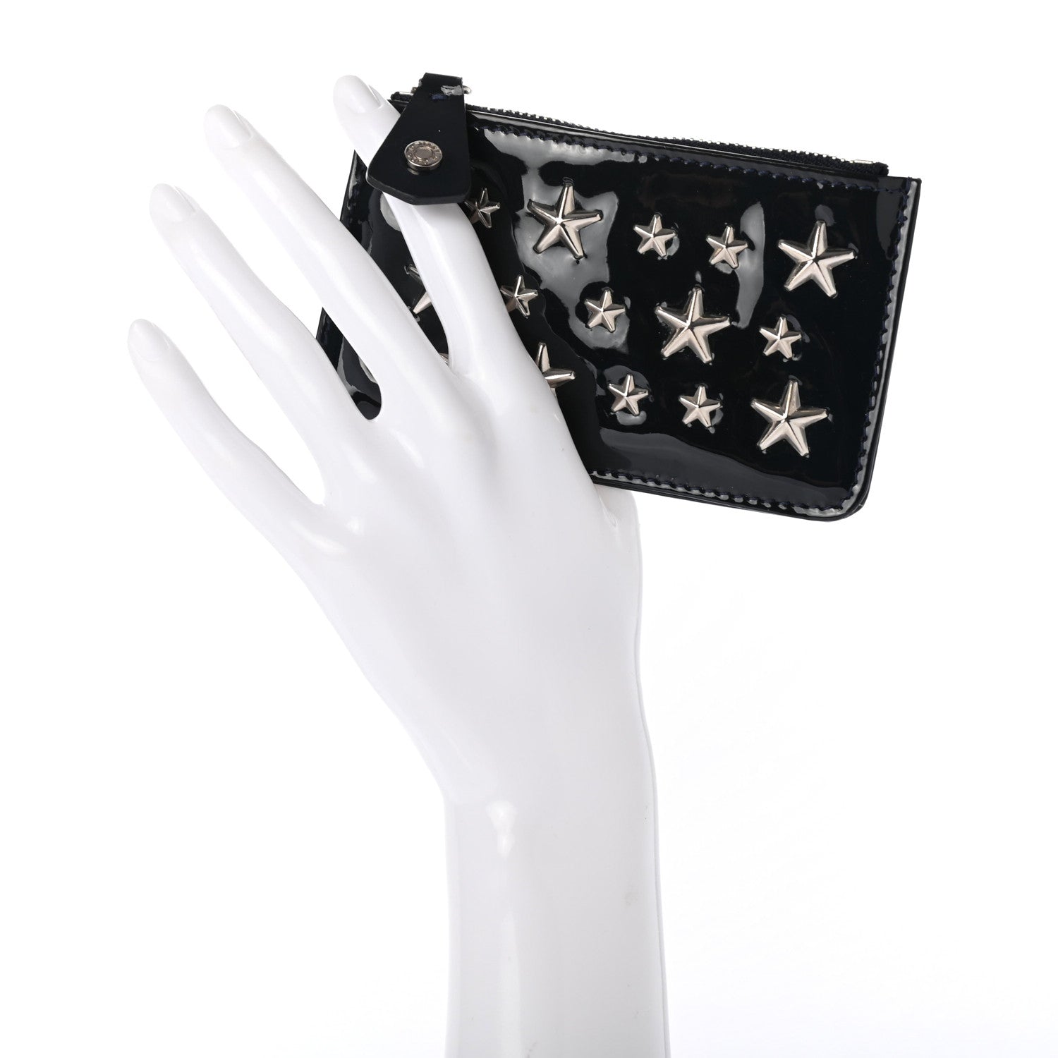 Jimmy Choo Patent Nancy Star Studded Key Pouch Navy Blue 2 of 7