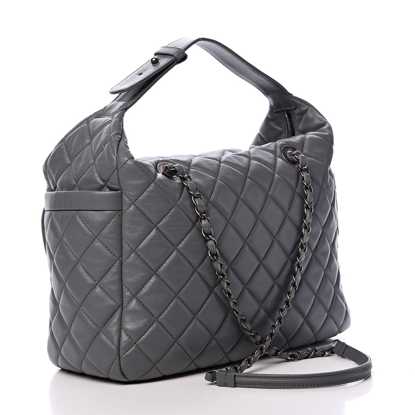 Lambskin Quilted Shoulder Bag Grey