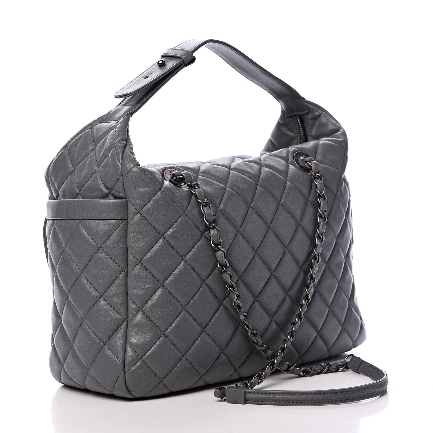 Chanel Lambskin Quilted Shoulder Bag Grey 2 of 12