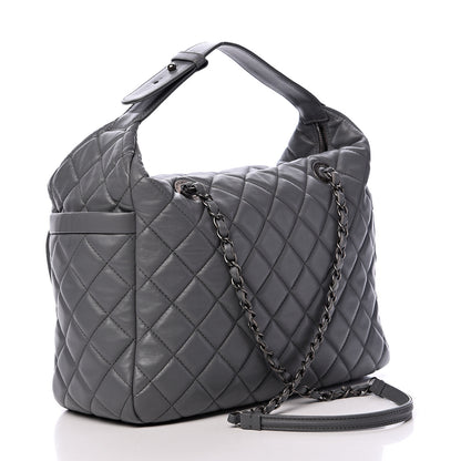 Chanel Lambskin Quilted Shoulder Bag Grey 2 of 12