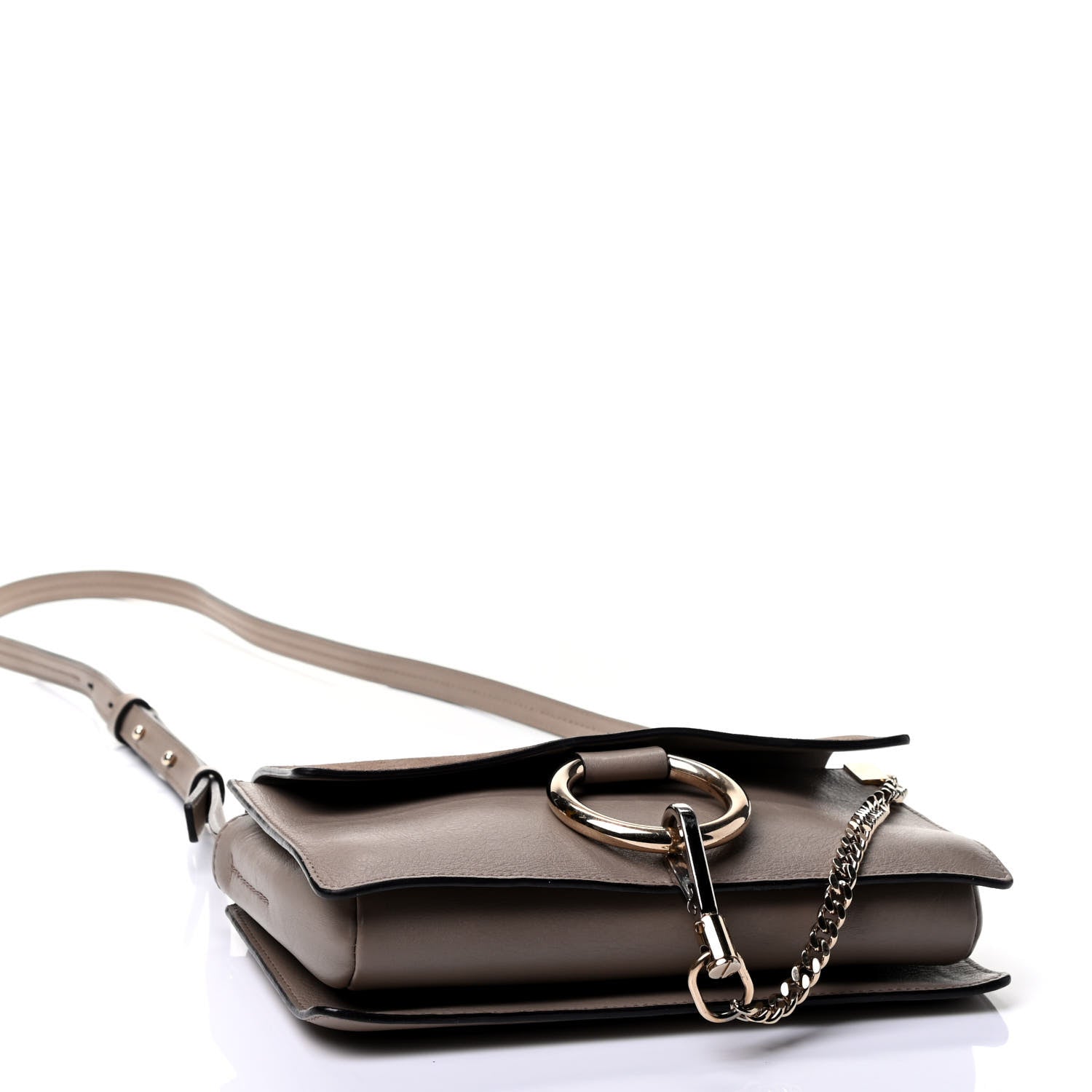 Chloe Suede Calfskin Small Faye Shoulder Bag Motty Grey 3 of 4