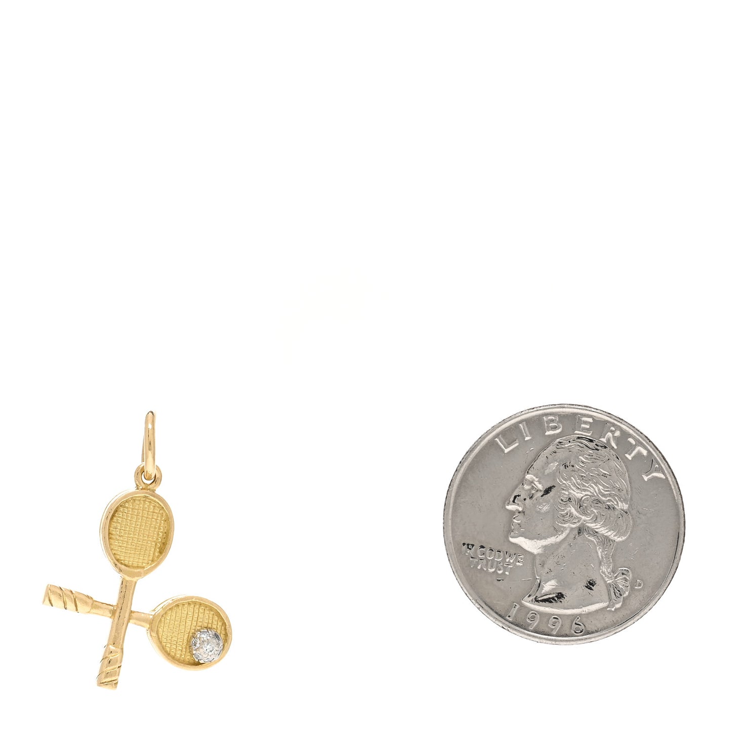 18K Yellow White Gold Diamond Tennis Racket Charm
