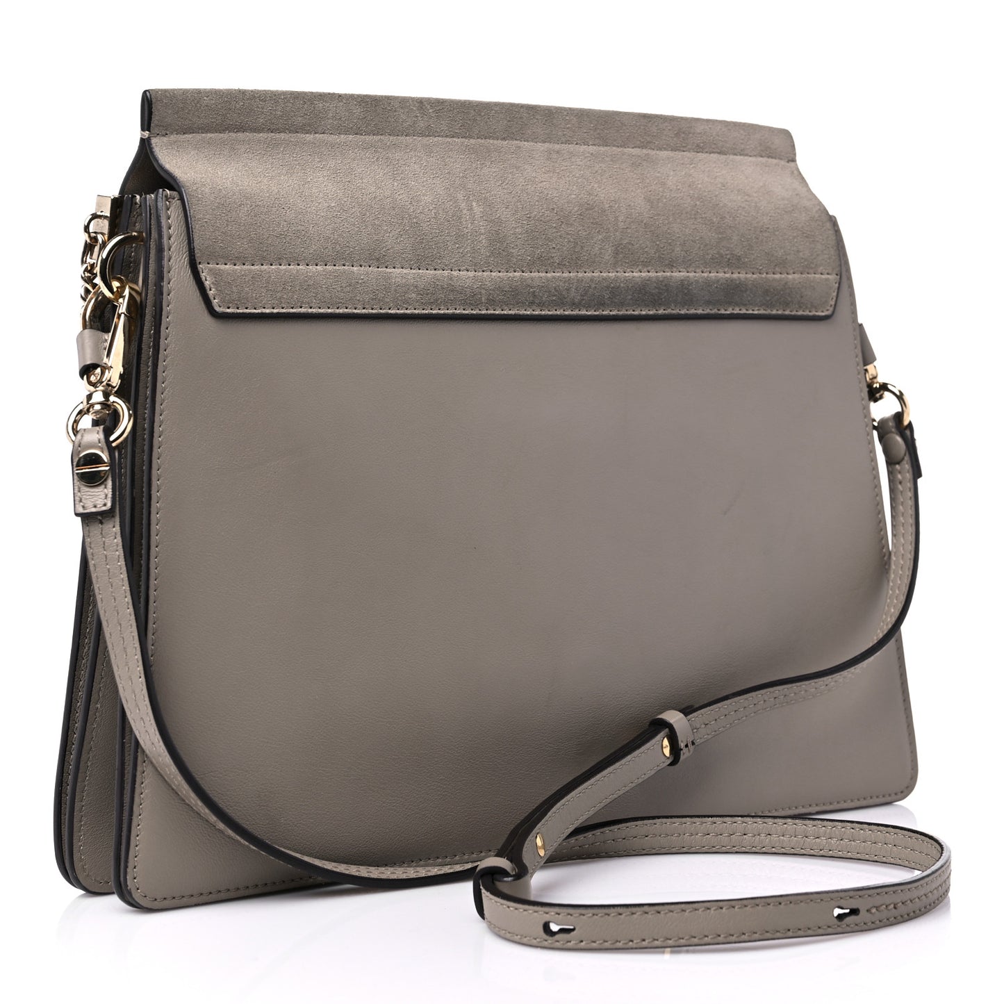 Calfskin Suede Medium Faye Shoulder Bag Motty Grey