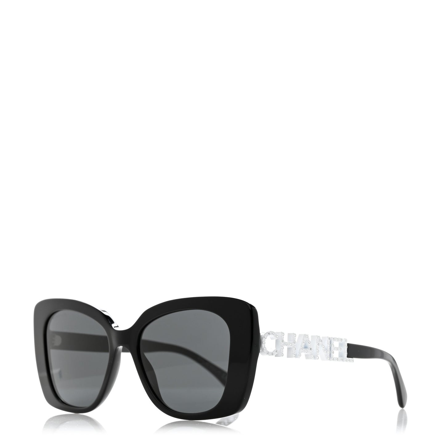 Acetate Strass Square Sunglasses 5422-B Black White