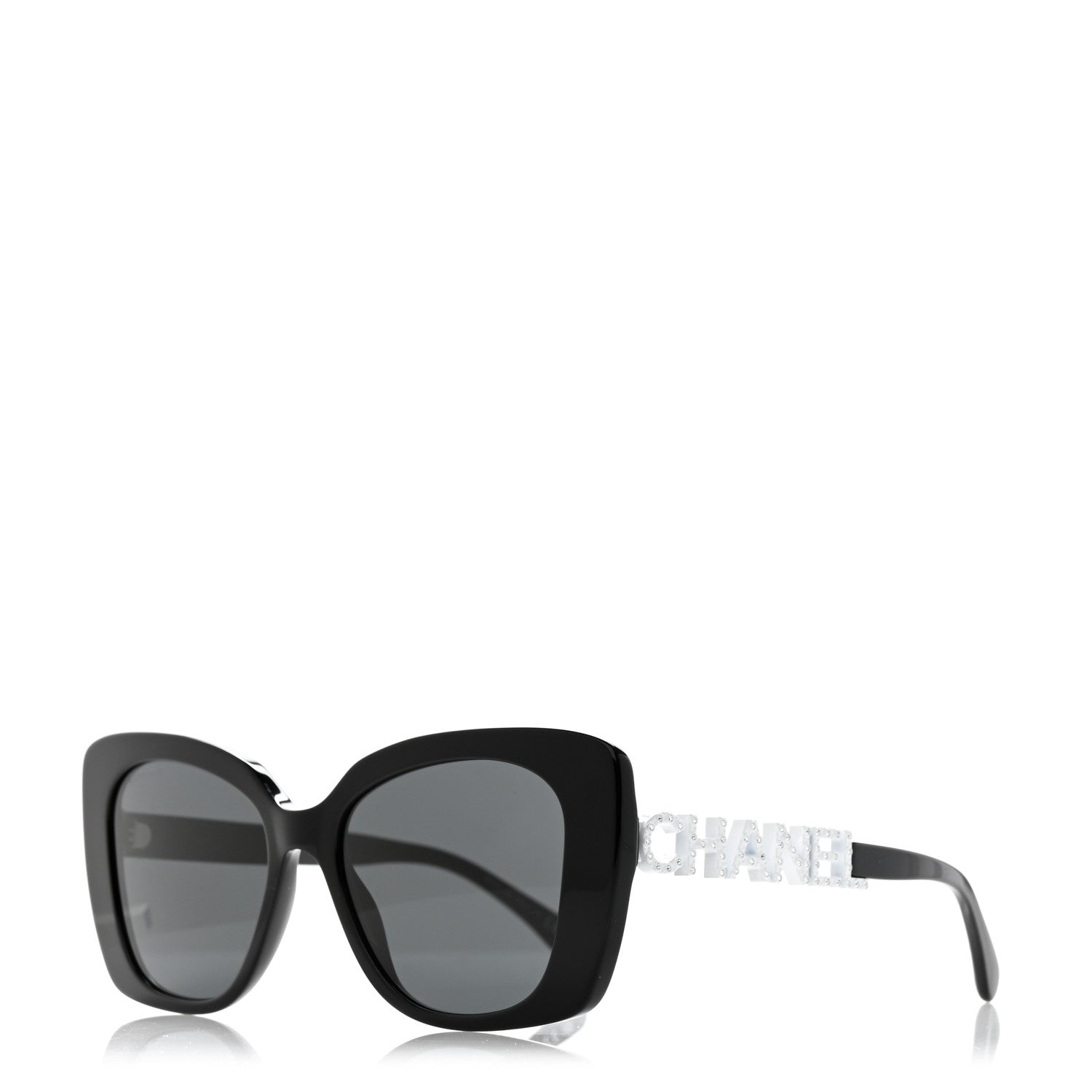 Chanel Acetate Strass Square Sunglasses 5422-B Black White 1 of 8