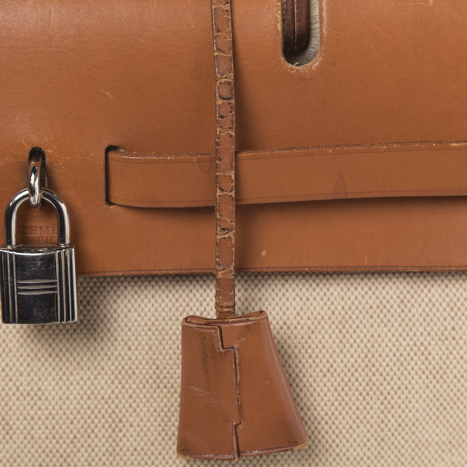 Hermes Toile Vache Calfskin Herbag 30 PM Natural 11 of 21
