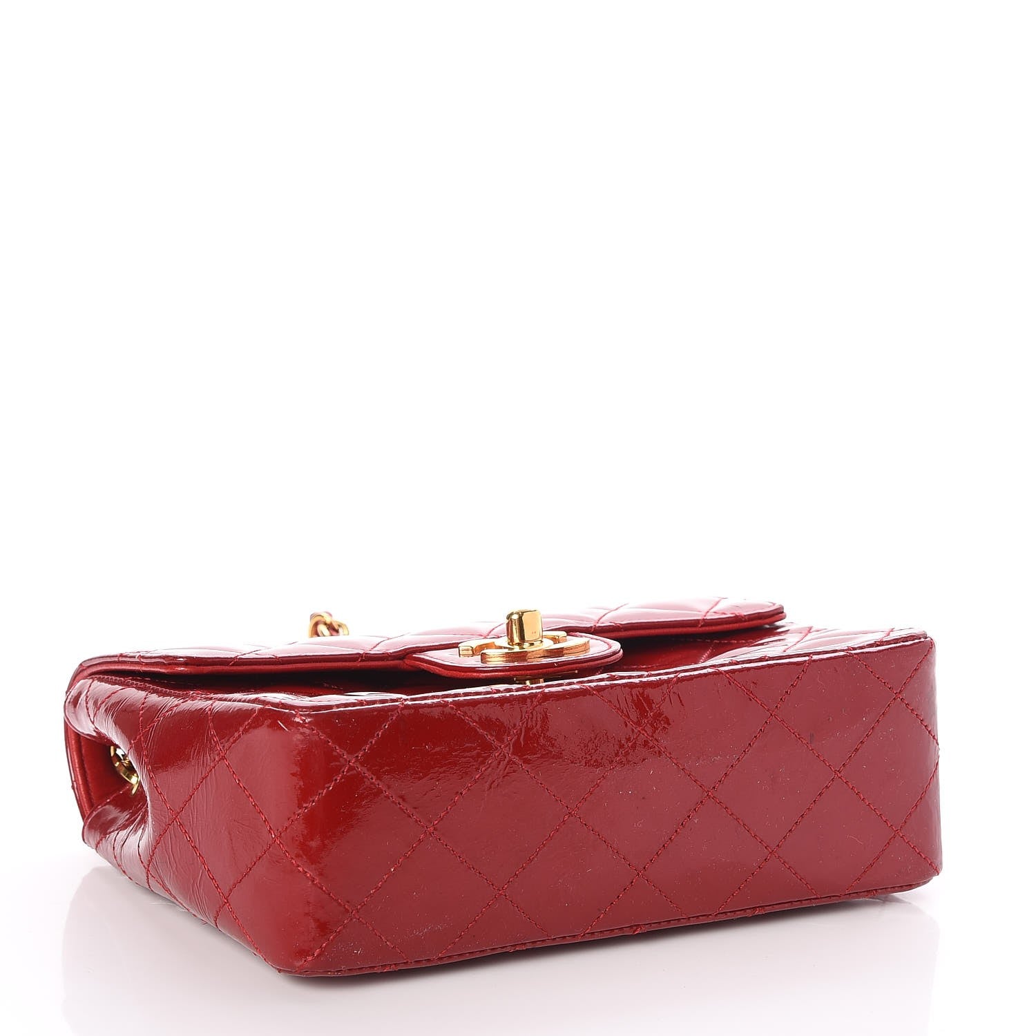 Chanel Patent Quilted Mini Square Flap Red 4 of 18
