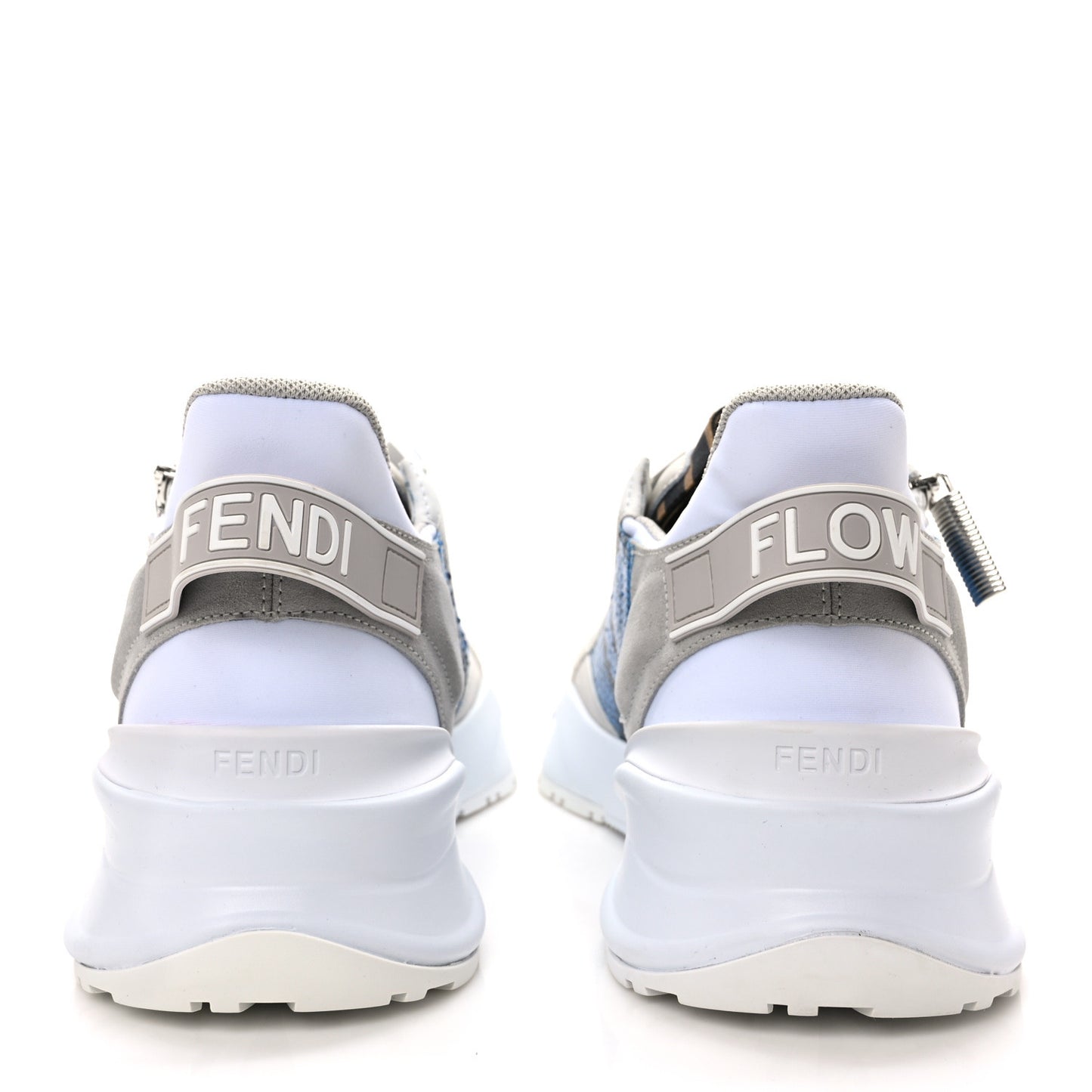 Elaphe Vitello Fabric FF Mens Fendi Flow Low Top Sneakers 10 True Blue Ghiaccio Tabacco Black