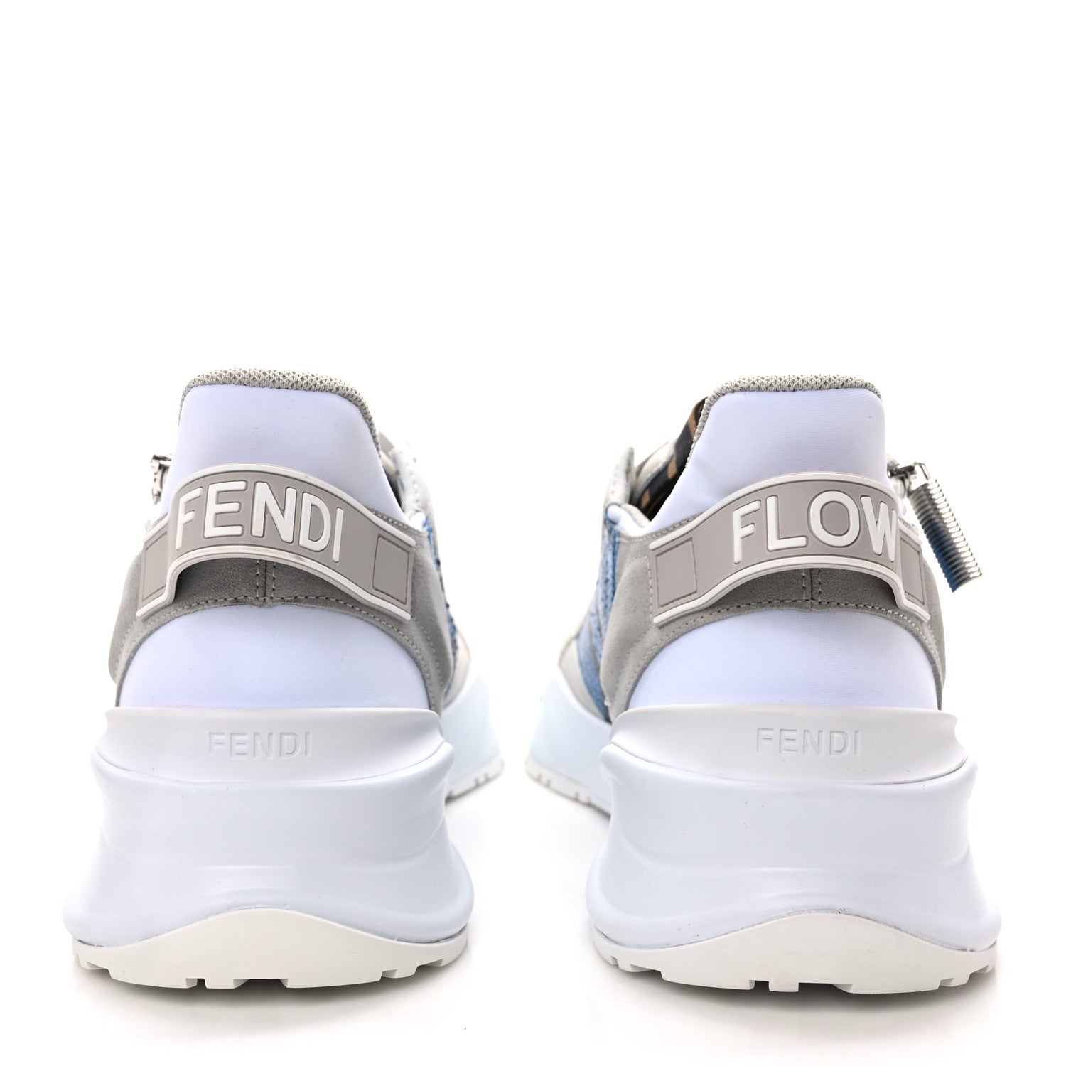 Fendi Elaphe Vitello Fabric FF Mens Fendi Flow Low Top Sneakers 10 True Blue Ghiaccio Tabacco Black 5 of 9