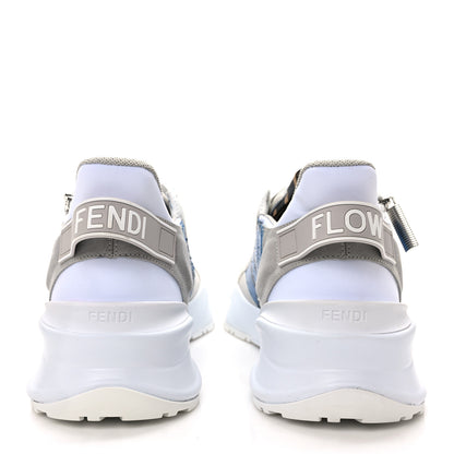 Fendi Elaphe Vitello Fabric FF Mens Fendi Flow Low Top Sneakers 10 True Blue Ghiaccio Tabacco Black 5 of 9