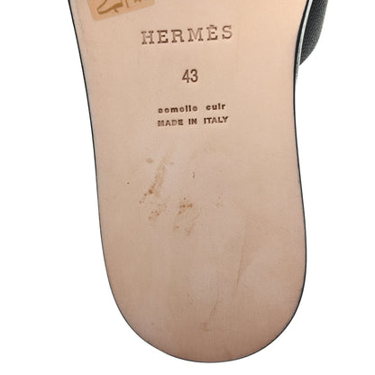 Hermes Epsom Mens Izmir Sandals 43 Black Brique 9 of 11
