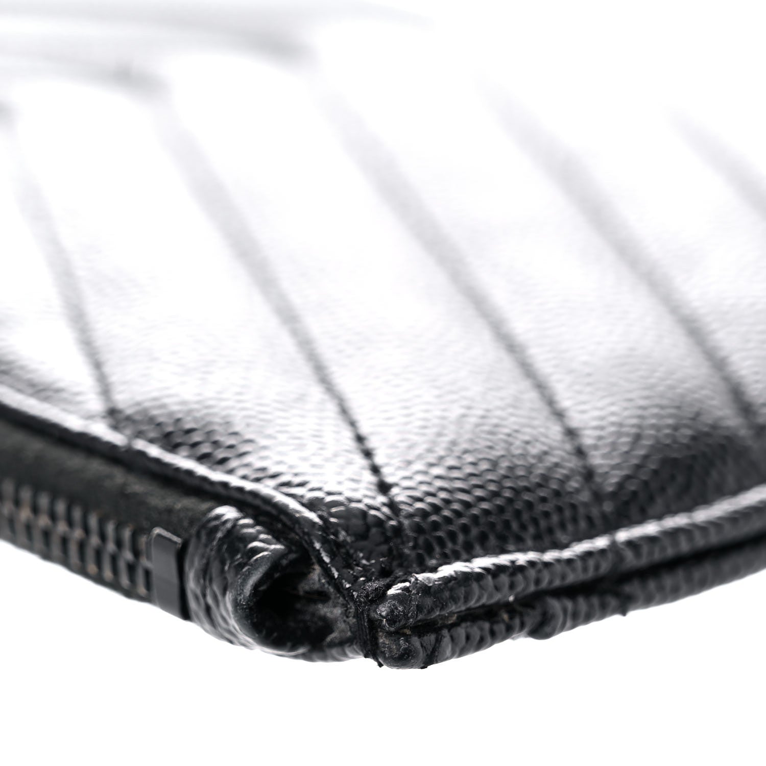 Saint Laurent Grain De Poudre Chevron Monogram Bill Pouch Black 13 of 17