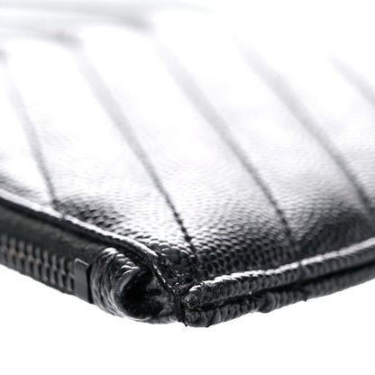 Saint Laurent Grain De Poudre Chevron Monogram Bill Pouch Black 13 of 17
