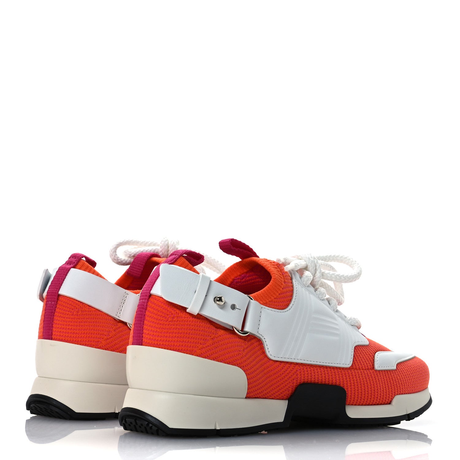 Hermes Calfskin Womens Athlete Sneakers 36.5 Orange Multicolor 5 of 9