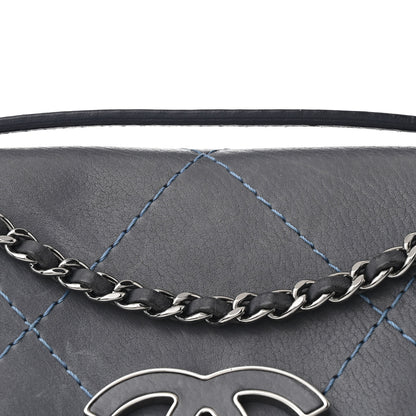Chanel Washed Calfskin Diamond Stitch Hamptons Clutch With Chain Blue 8 of 12