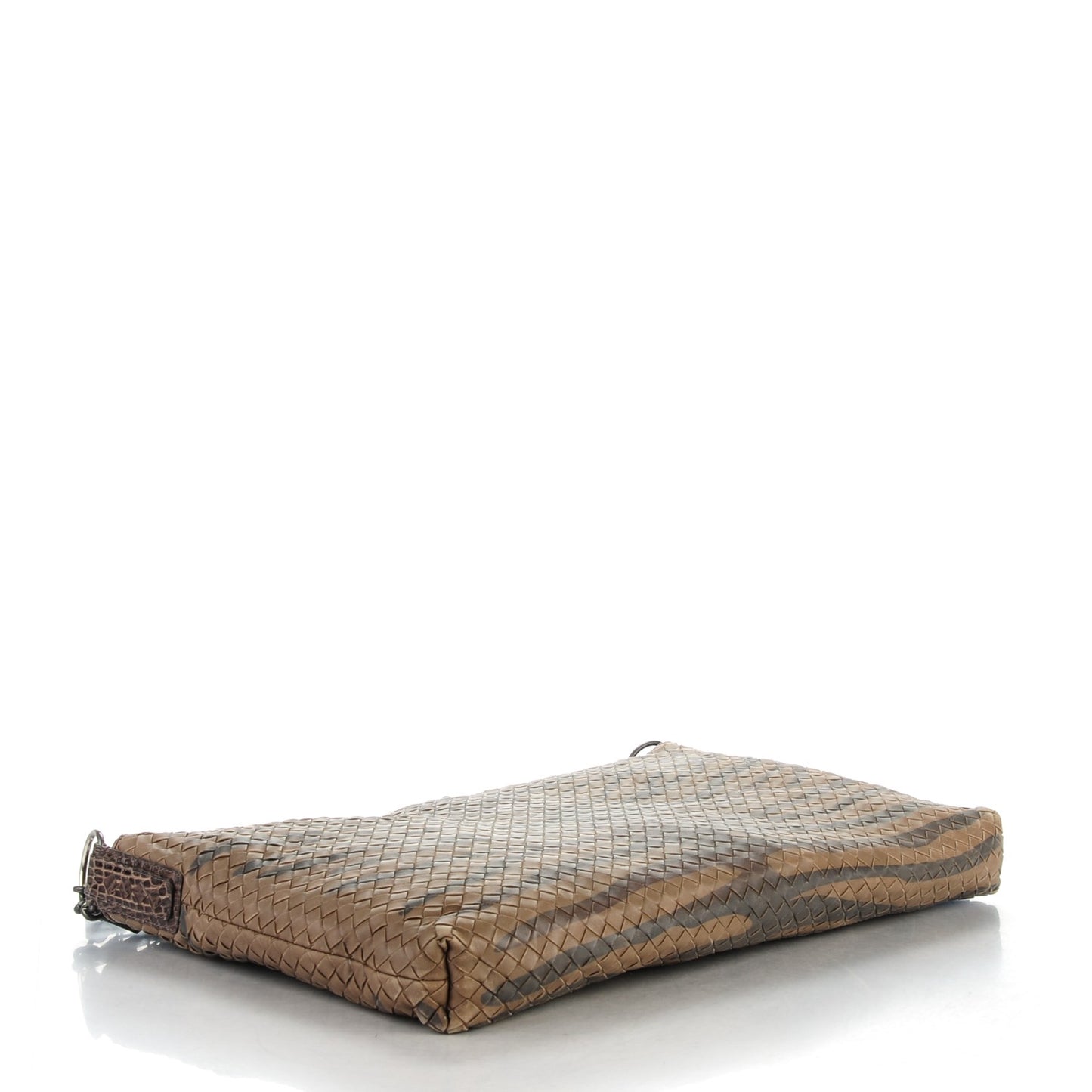 Nappa Intrecciato Alligator Large Shoulder Bag Brown