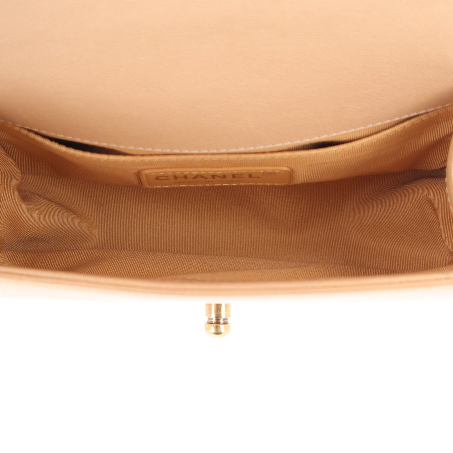 Metallic Caviar Quilted Small Boy Flap Gold
