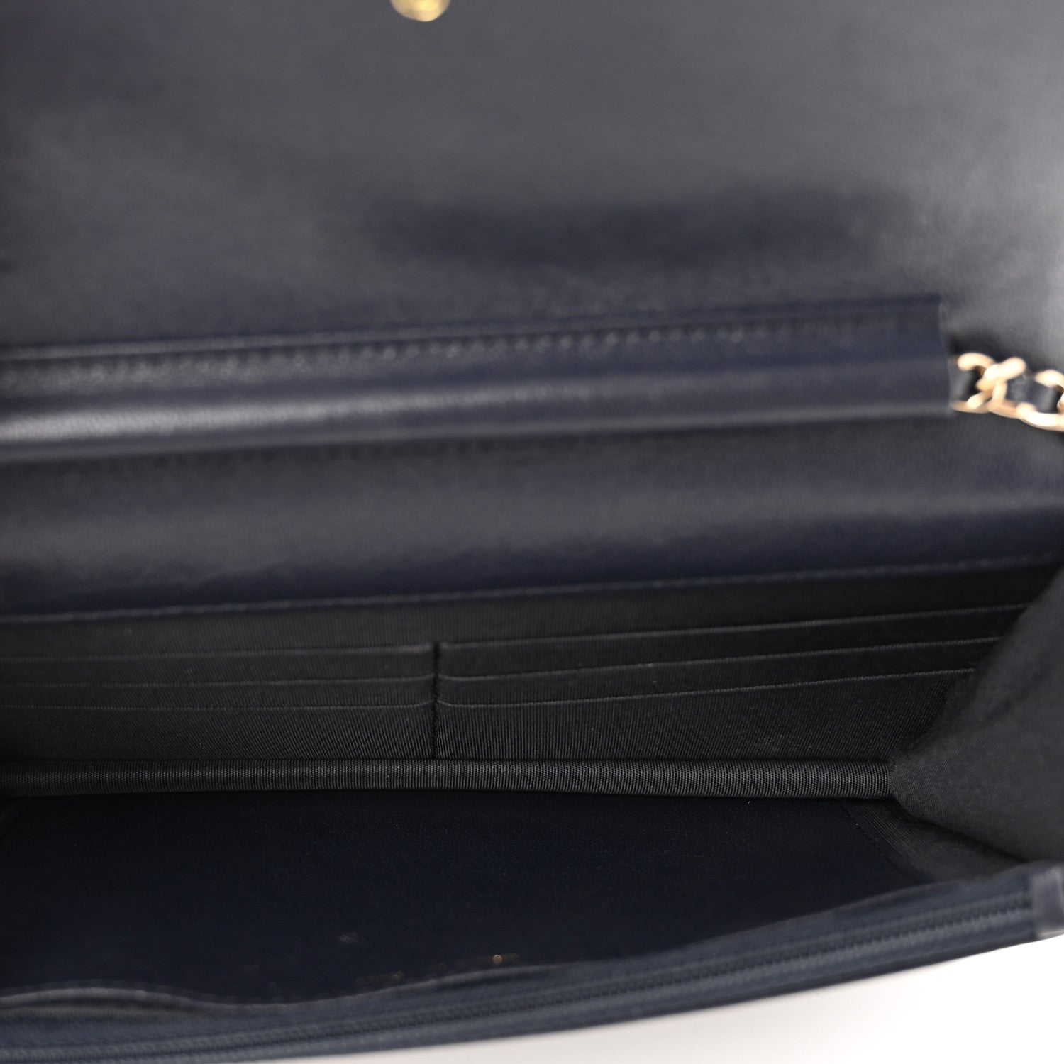 Chanel Caviar Chevron Quilted Vintage Mademoiselle Wallet On Chain WOC Navy Blue 5 of 12