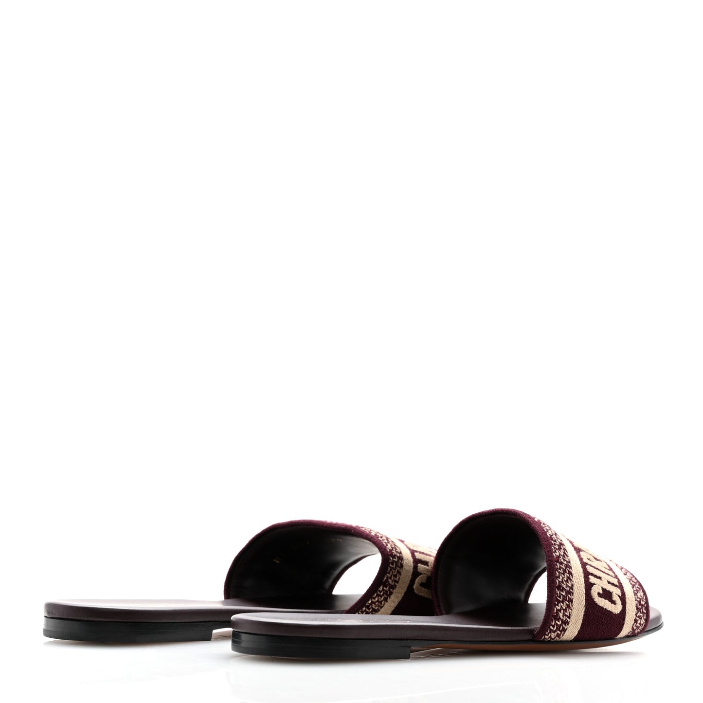 Canvas Embroidered Dway Mules Slide Sandals 37.5 Burgundy