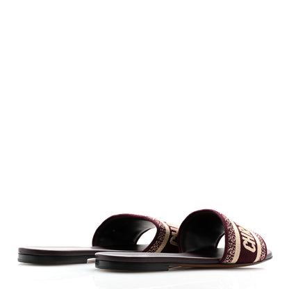 Christian Dior Canvas Embroidered Dway Mules Slide Sandals 37.5 Burgundy 5 of 9