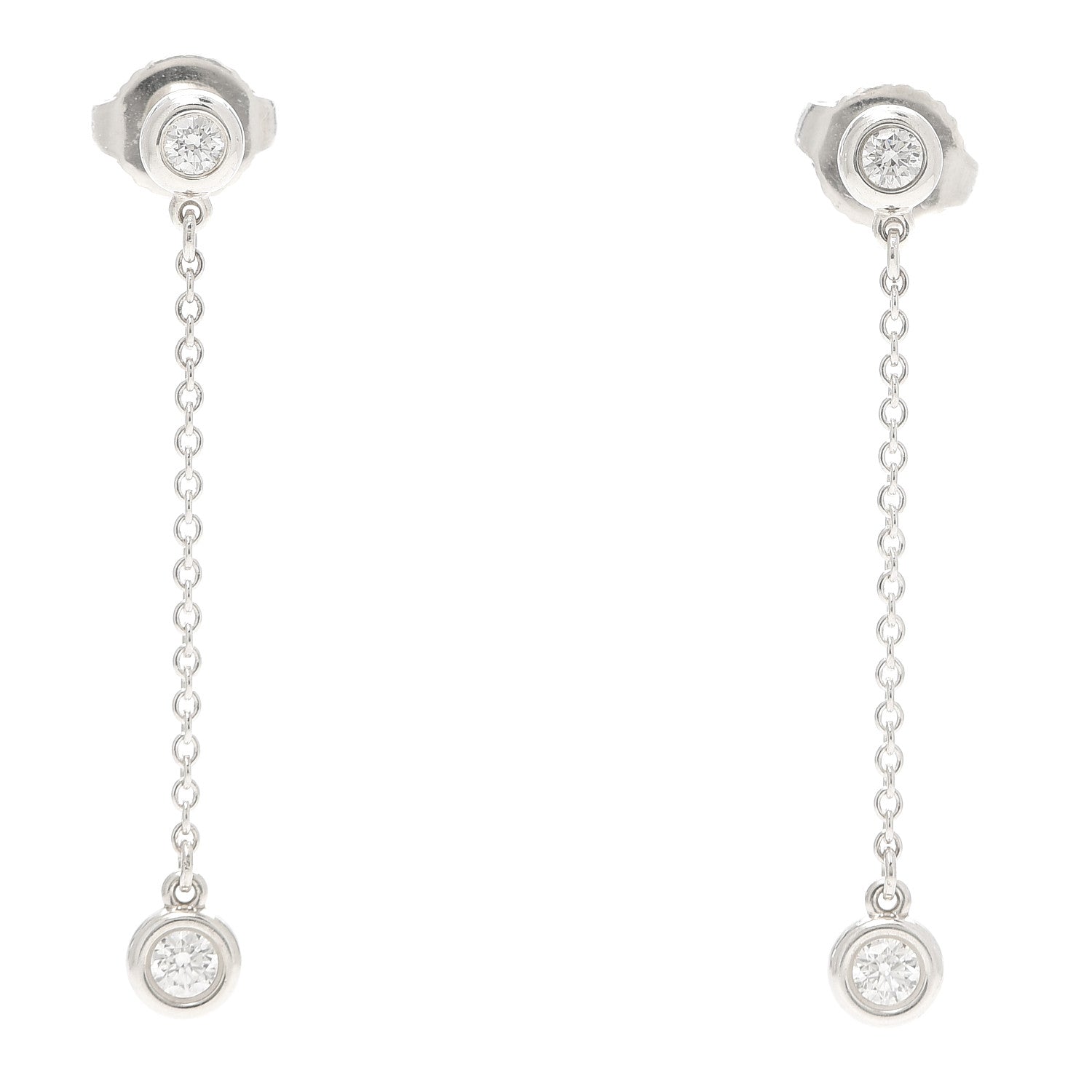 Tiffany Sterling Silver Diamond .24ct Elsa Peretti Diamonds by the Yard Drop Earrings 1 of 4