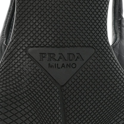 Prada Spazzolato Triangle Logo Pointed Toe 45mm Slingback Pumps 38 Black 6 of 9