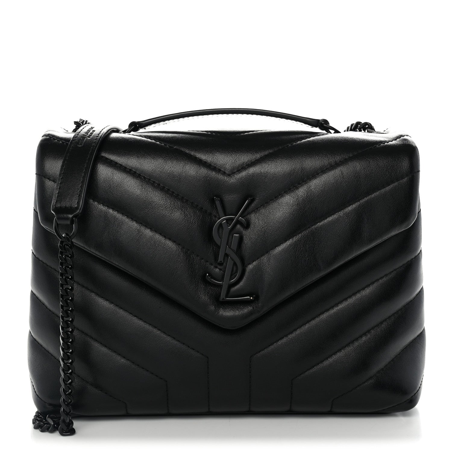 Saint Laurent Calfskin Y Quilted Monogram Monochrome Small Loulou Chain Satchel Black 1 of 9
