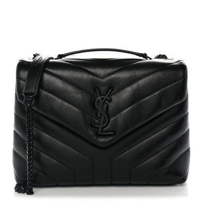 Saint Laurent Calfskin Y Quilted Monogram Monochrome Small Loulou Chain Satchel Black 1 of 9