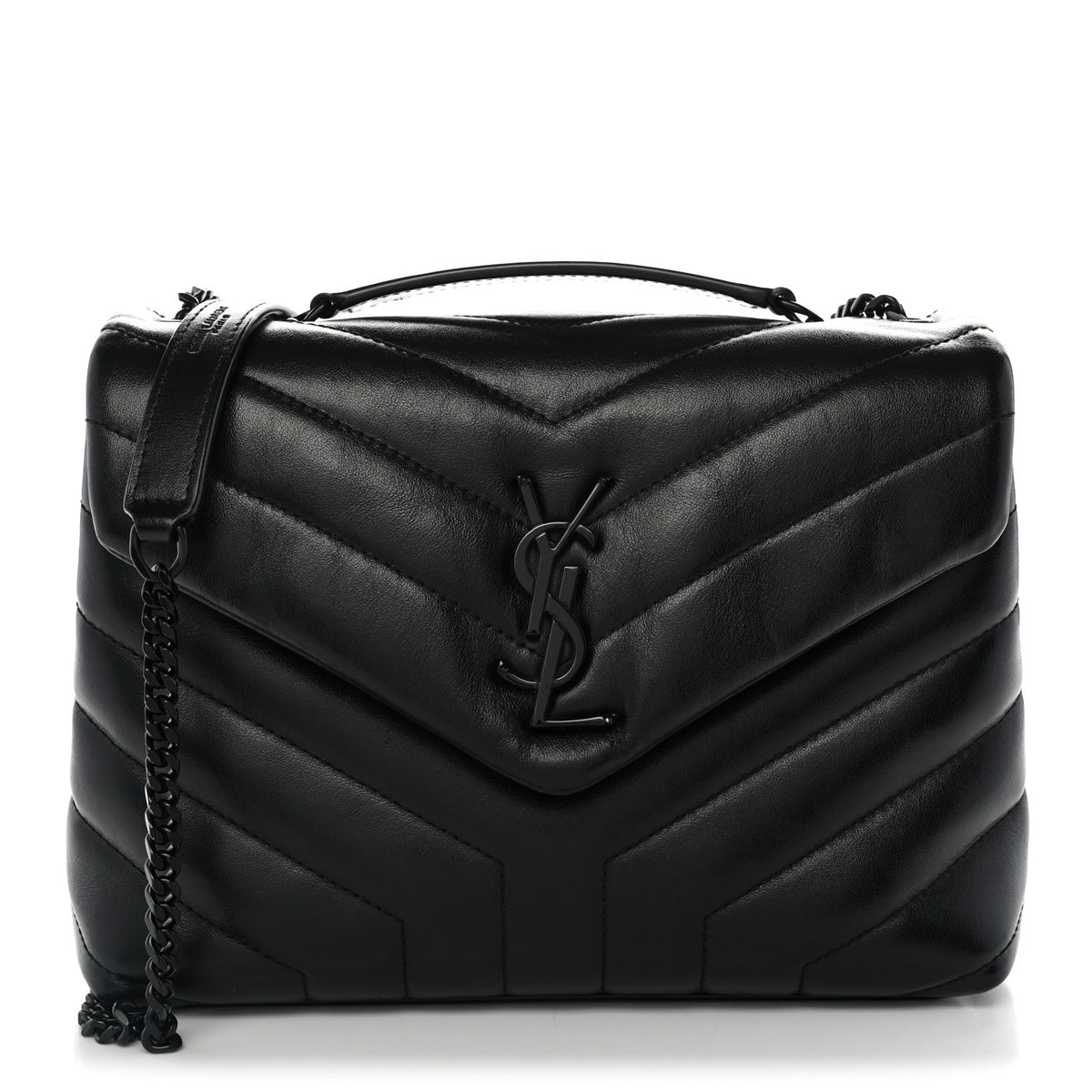Saint Laurent Calfskin Y Quilted Monogram Monochrome Small Loulou Chain Satchel Black 1 of 10