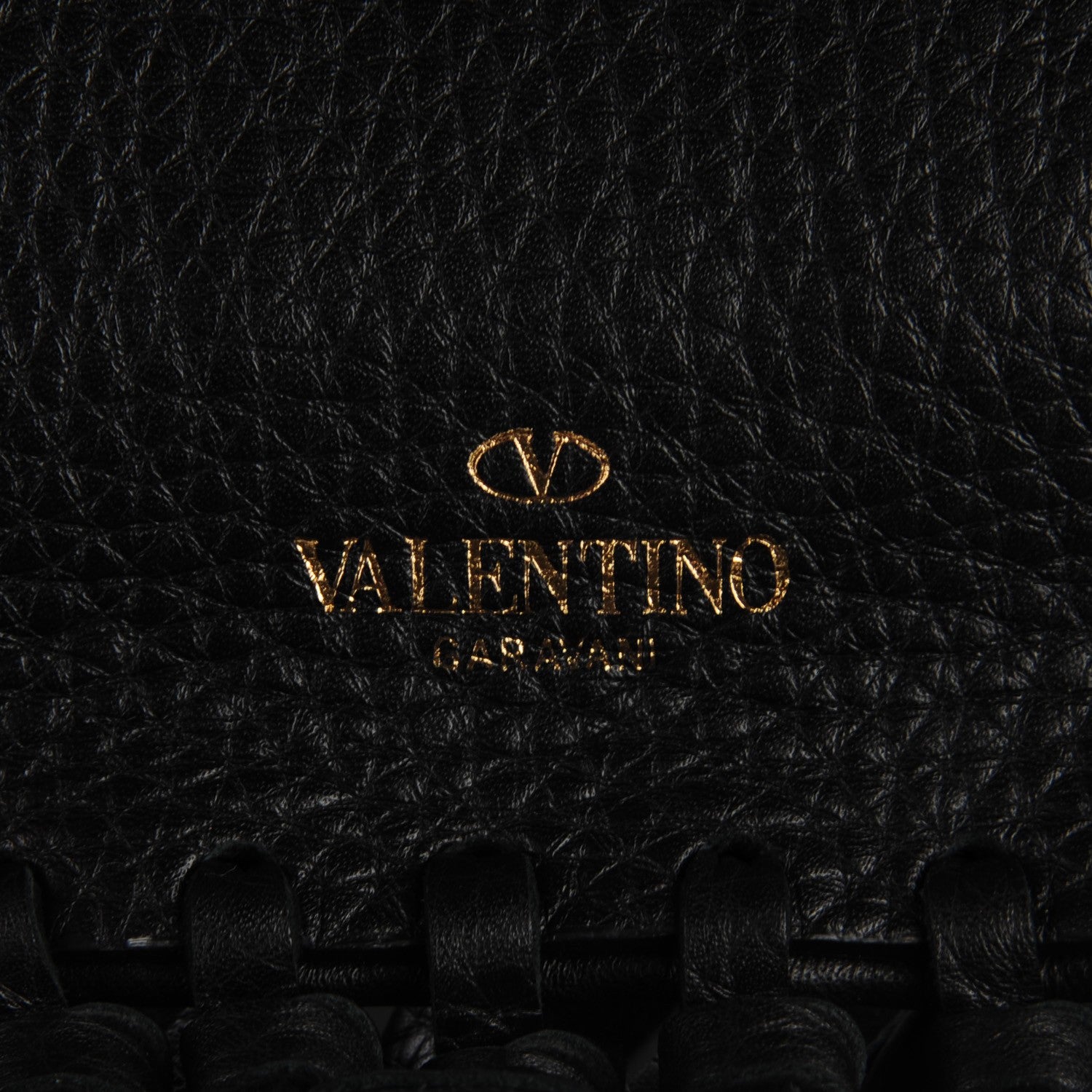 Valentino Garavani Grained Calfskin Rockee Fringe Clutch Black 8 of 8