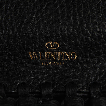 Valentino Garavani Grained Calfskin Rockee Fringe Clutch Black 8 of 8