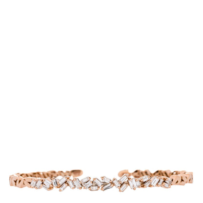 Suzanne Kalan 18K Rose Gold Diamond Fireworks Classic Baguette Bangle Bracelet 1 of 3