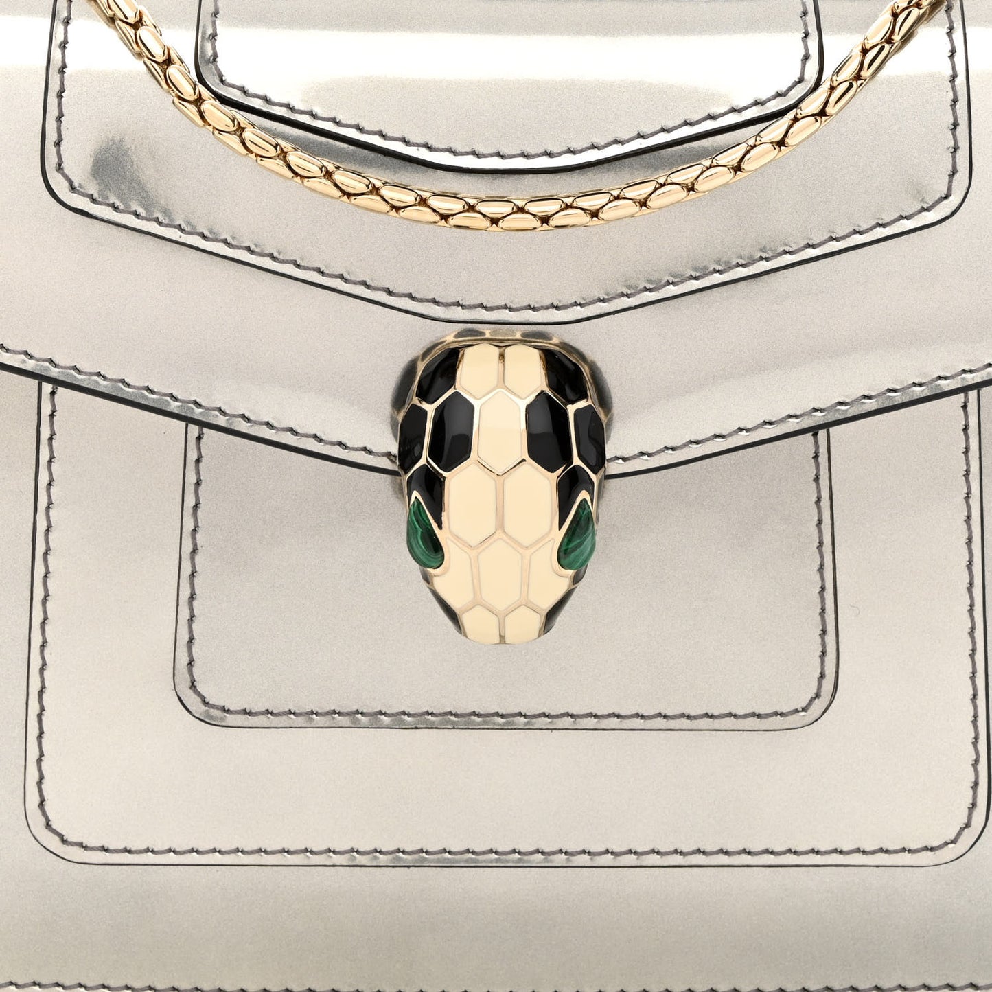Metallic Calfskin Small Serpenti Forever Snake Strap Crossbody Bag Silver
