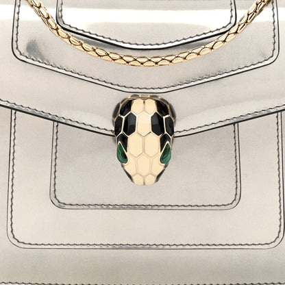 Bulgari Metallic Calfskin Small Serpenti Forever Snake Strap Crossbody Bag Silver 9 of 12