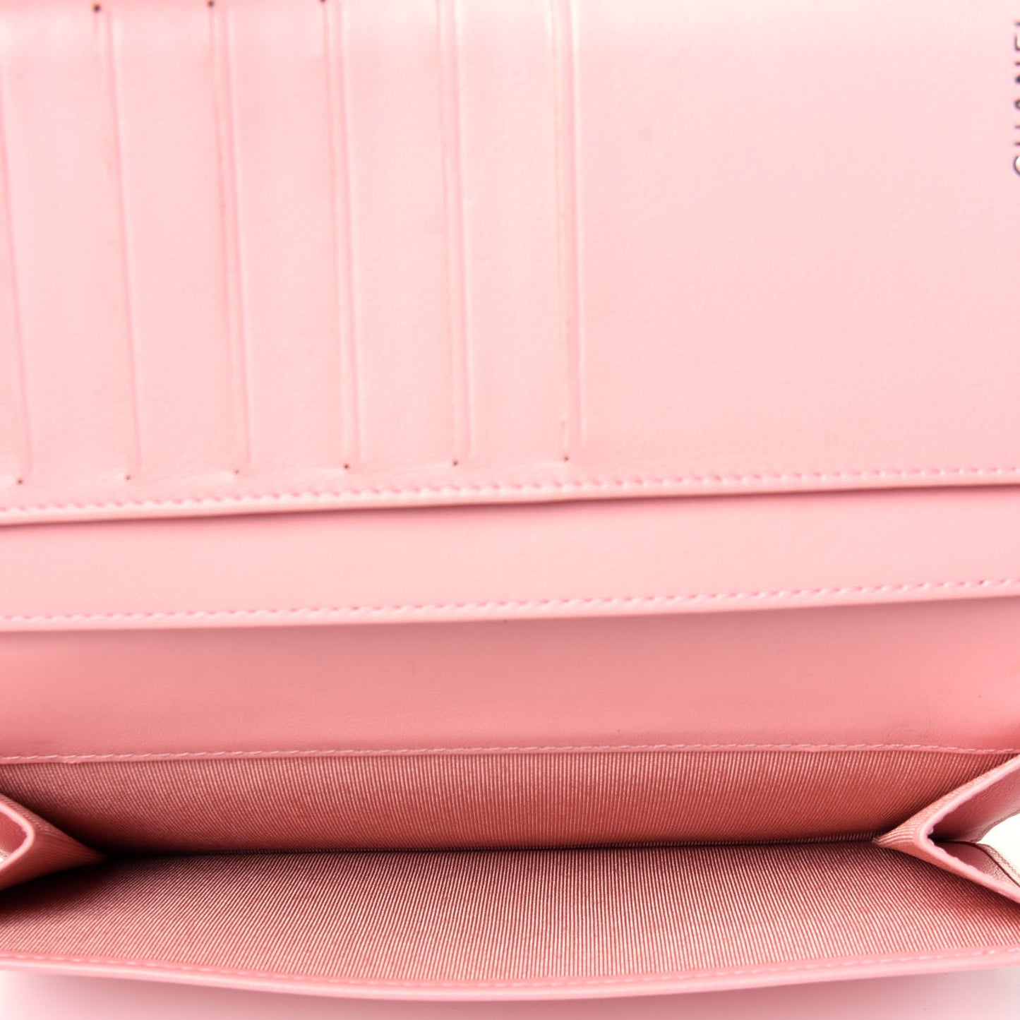 Patent Calfskin Quilted Flap Wallet Pink