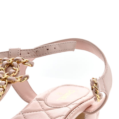 Chanel Lambskin Chain CC Logo Thong Sandals 39 Light Pink 12 of 13