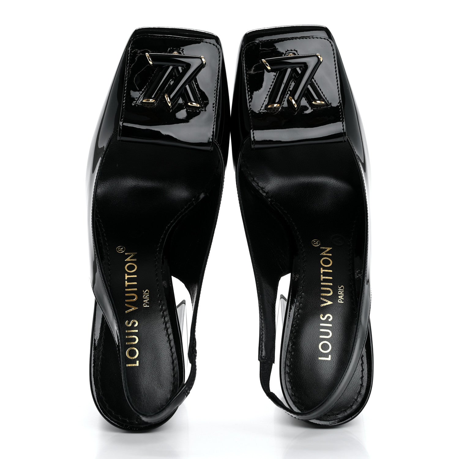 Louis Vuitton Patent Calfskin Shake Slingback Pumps 36 Black