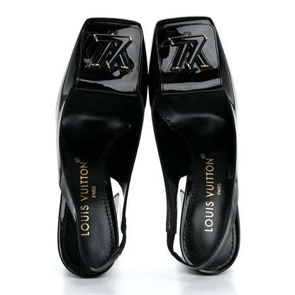 Louis Vuitton Patent Calfskin Shake Slingback Pumps 36 Black 2 of 10