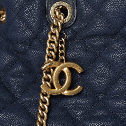 Chanel Iridescent Caviar Quilted Globe Trotter Shopping Tote Navy Blue 13 of 13