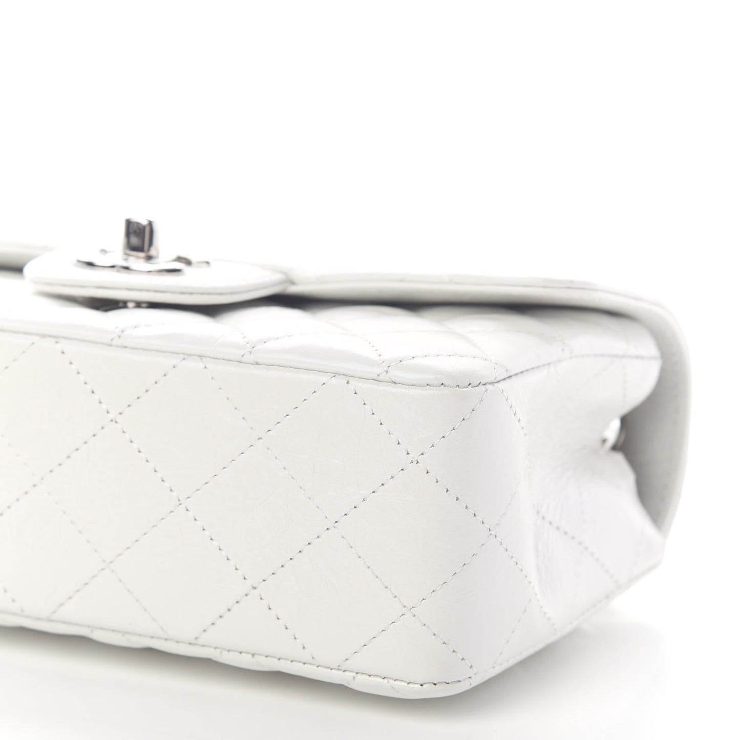 Calfskin Quilted Mini Rectangular Flap White