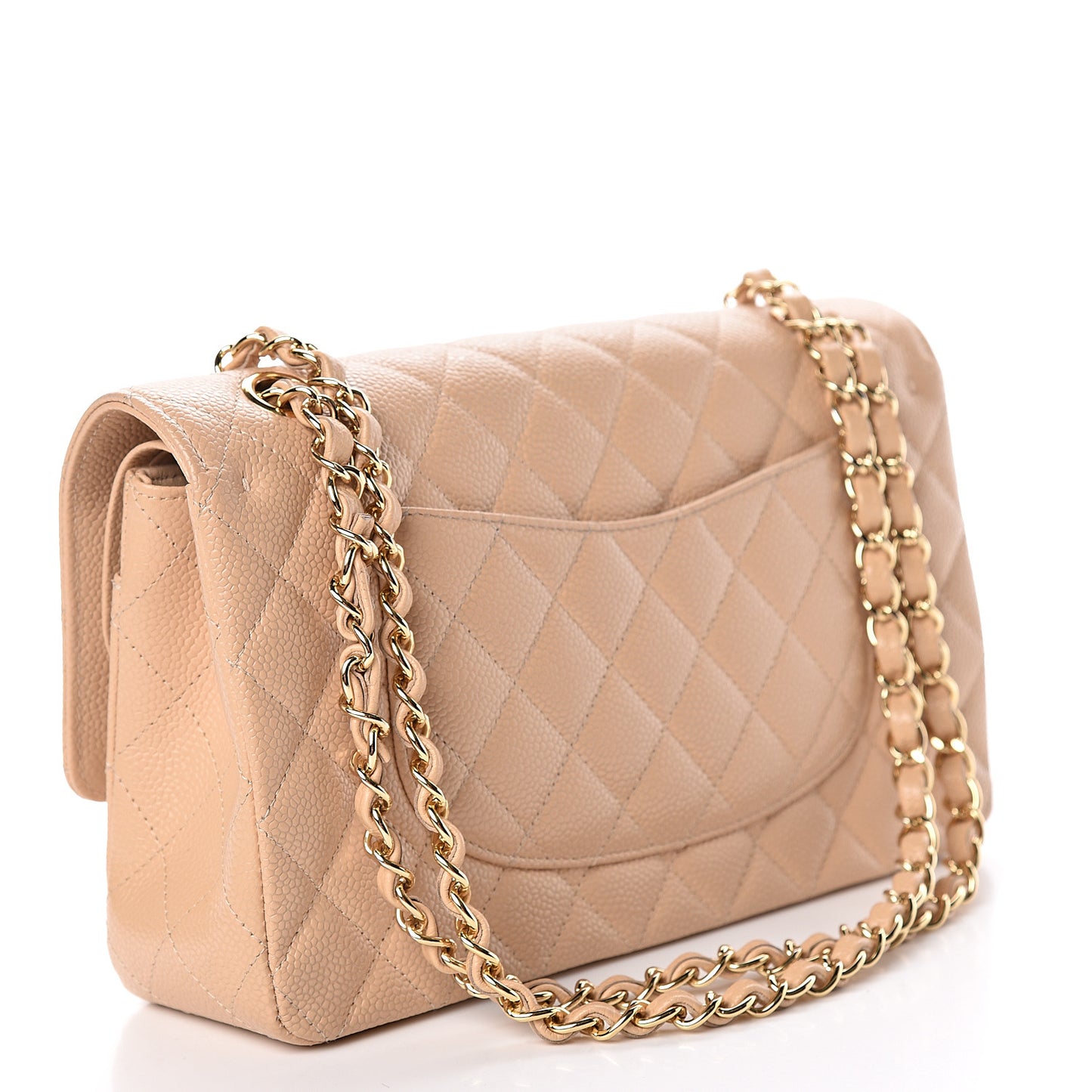 Caviar Quilted Medium Double Flap Beige Clair