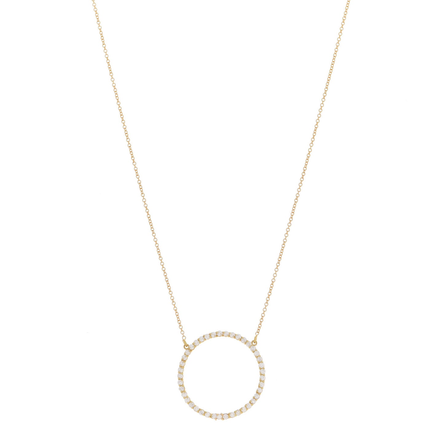 18K Yellow Gold Diamond Open Circle Necklace