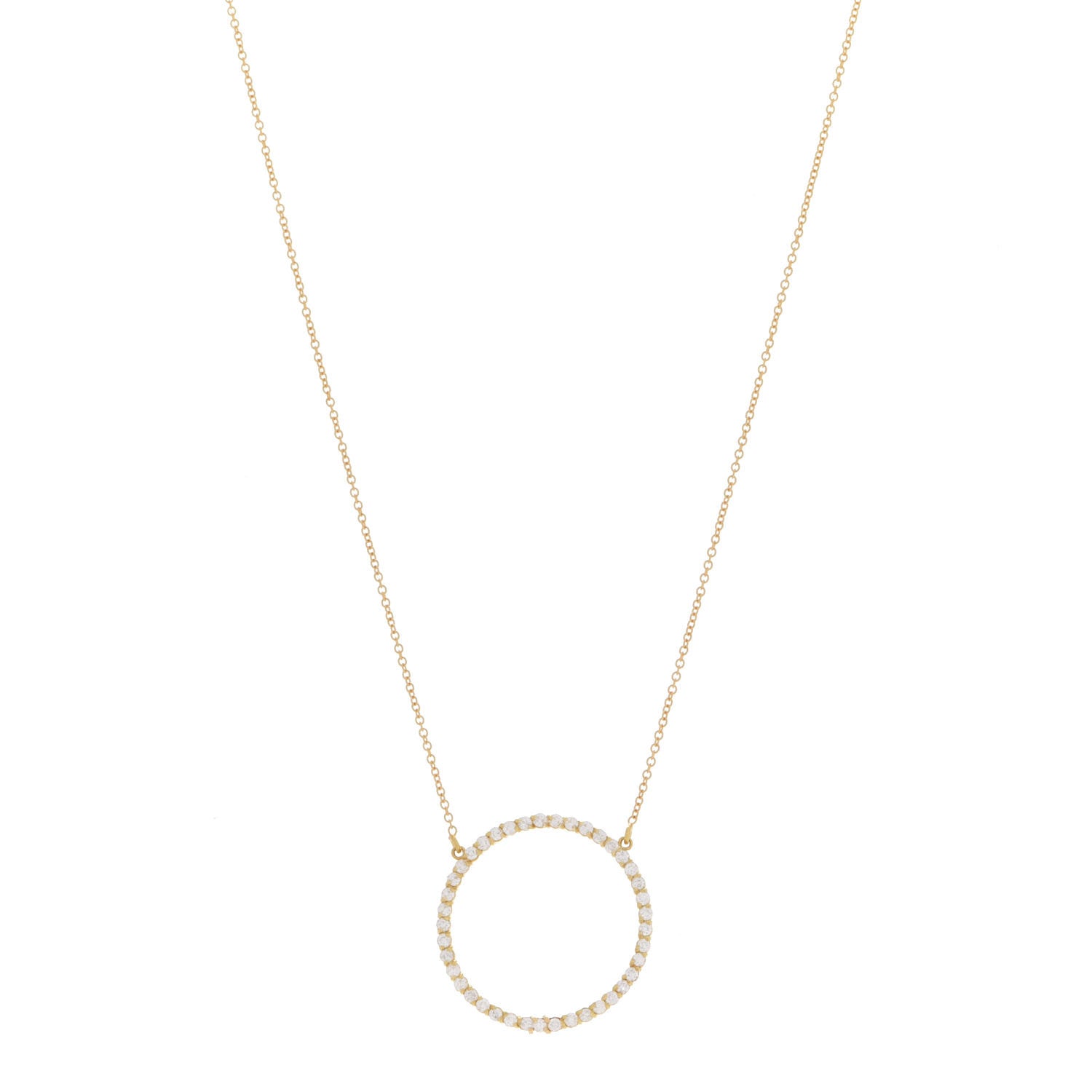 Jennifer Meyer 18K Yellow Gold Diamond Open Circle Necklace 1 of 7