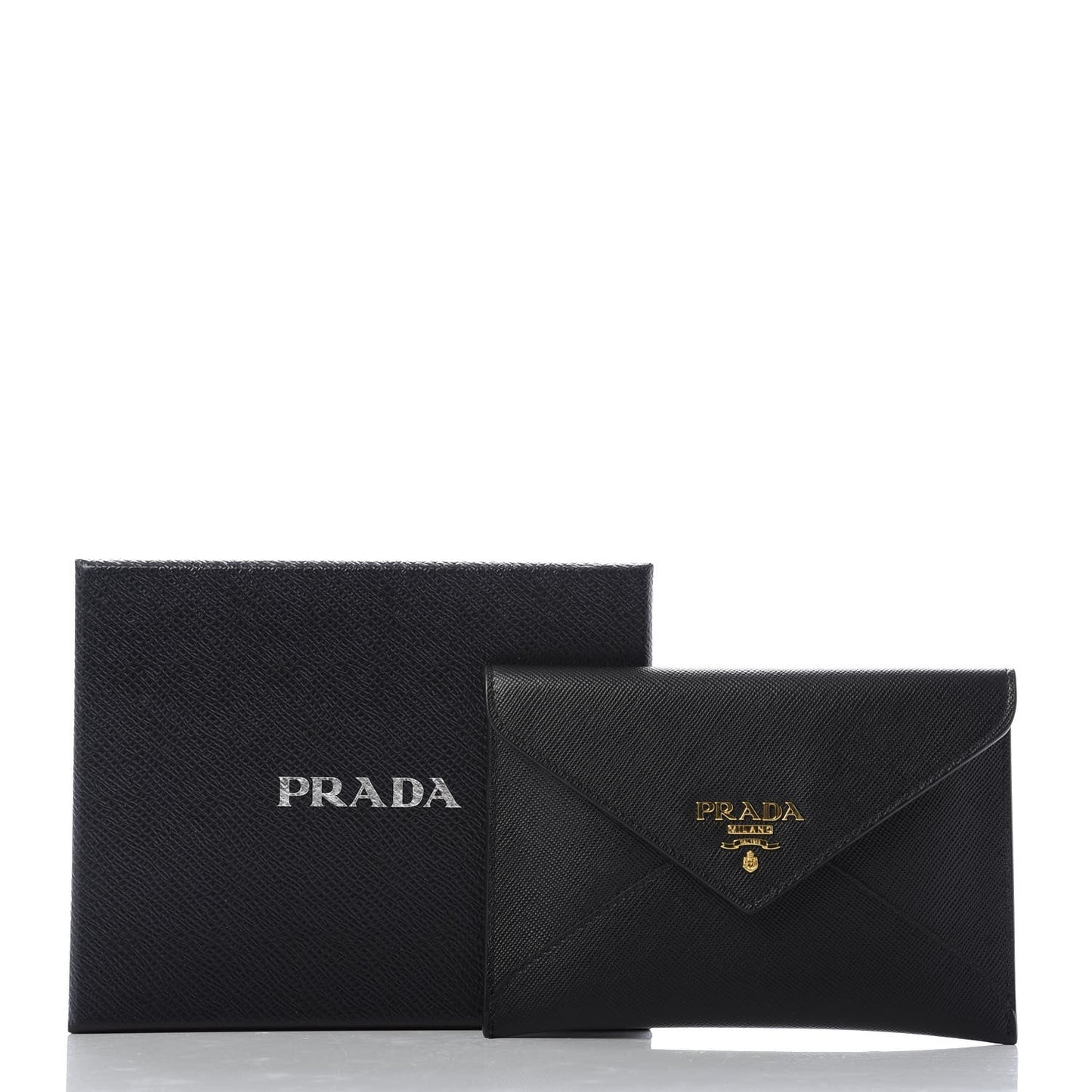 Saffiano Metal Envelope Compact Wallet Black