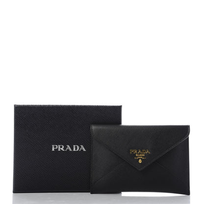 Prada Saffiano Metal Envelope Compact Wallet Black 7 of 7