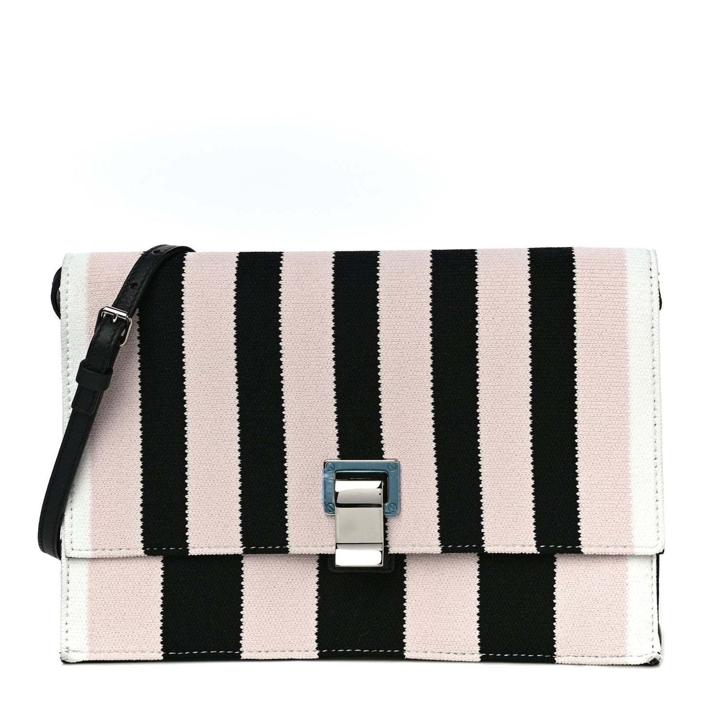 Knit Calfskin Stripe Small Lunch Bag Multicolor